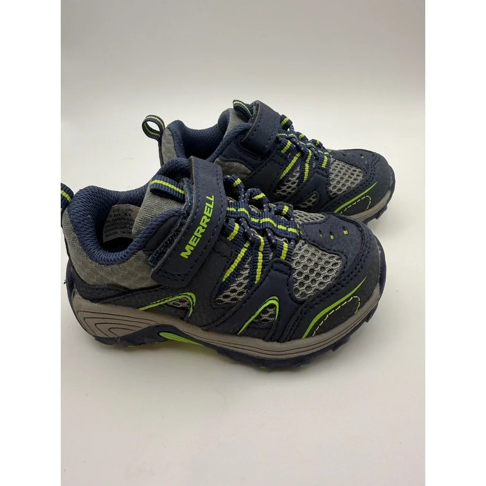 Merrell M-Trail Chaser JR Boys Trail Hiking Shoes Navy Gray Green Size 5.5 M NIB